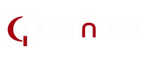 A variation of the the Phinteq logo where whats normally black is white