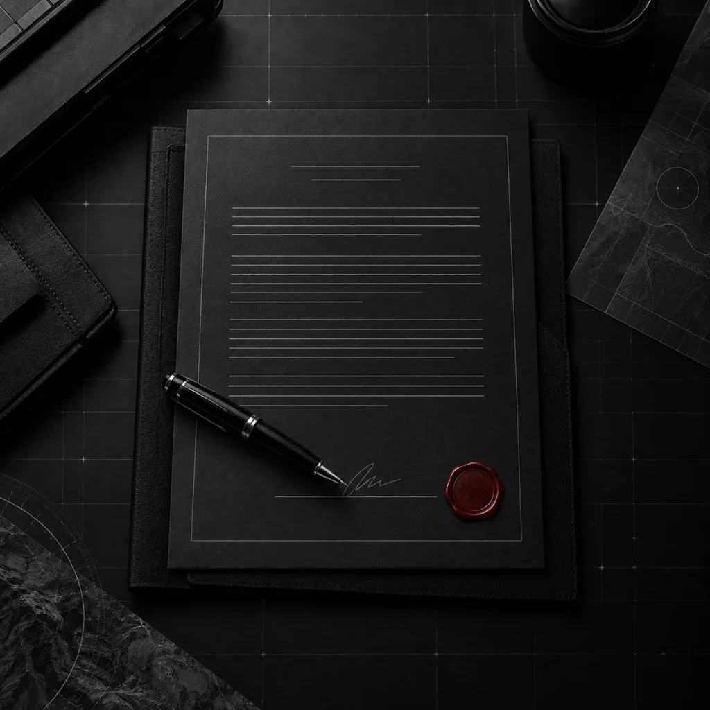 Signed contract with a wax seal and pen, representing Phinteq's procurement and contract management services